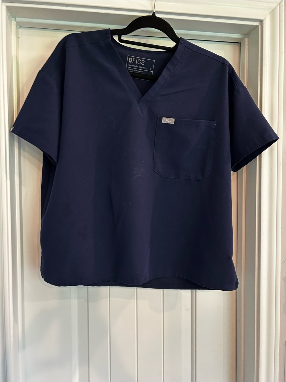 FIGS Women's Navy Oversized V-Neck Scrub Top